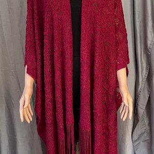 New Trendy Burgundy Crochet Shawl
